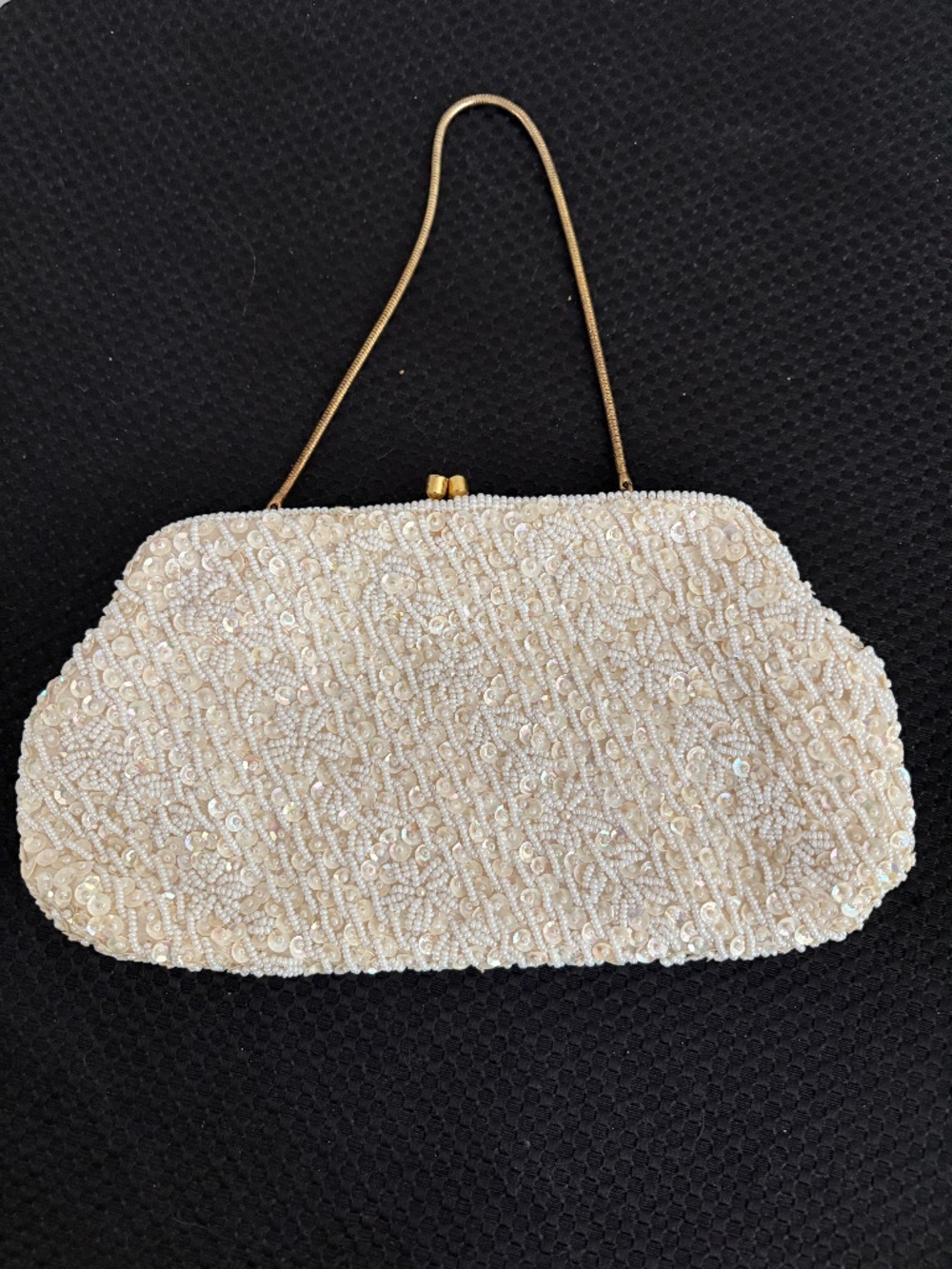 Vintage Mid-Century GMB Hand Made in British Hong Kong White Evening Purse